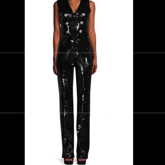 sold out new BALMAIN black sequins jumpsuit sz 10 - Picture 4 of 8